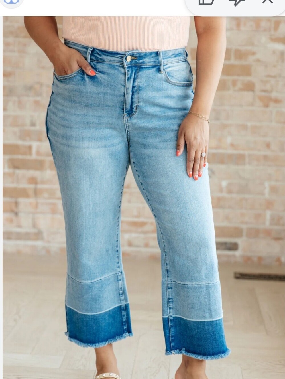 Judy Blue Release Hem Wide Leg Crop Raw Hem 13/31. Denim Jeans Stretch High Rise